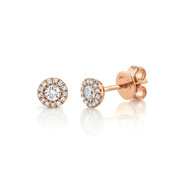 14k Rose Gold 0.24ctw Diamond Halo Stud Earrings - SC55002601