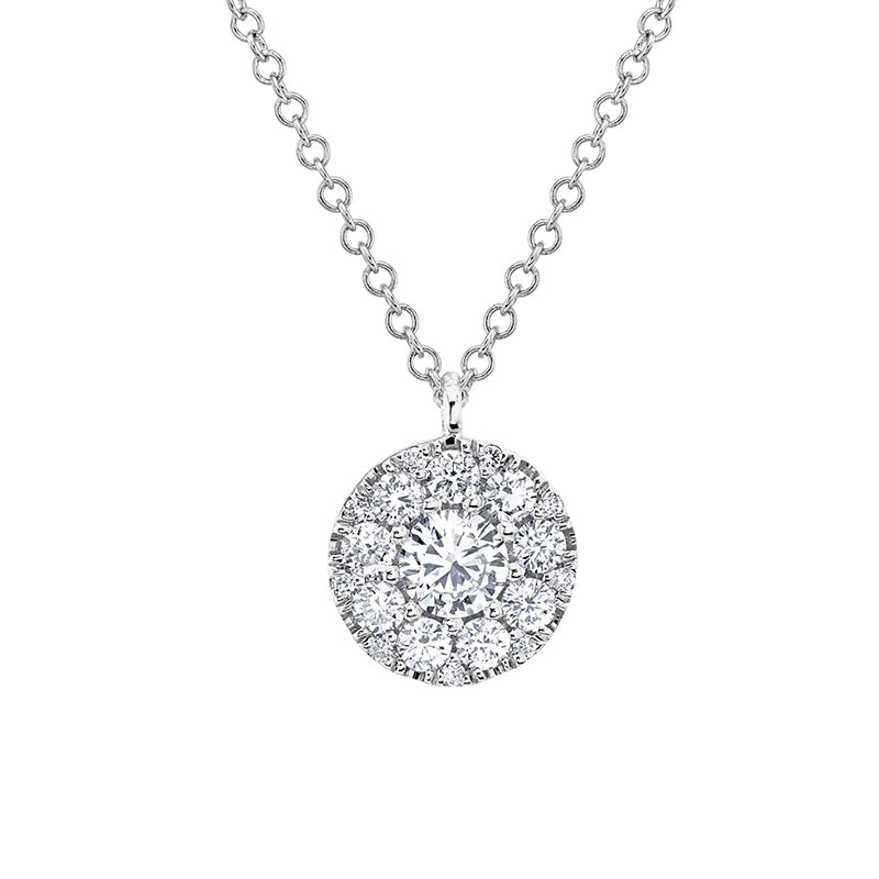 14K White Gold 0.50ctw Diamond Cluster Necklace - SC22008044
