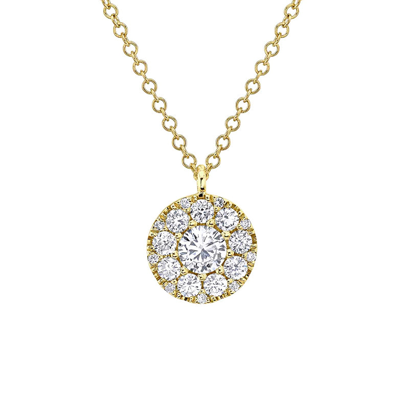 14K Yellow Gold 0.50ctw Diamond Cluster Necklace - SC22008044-YG