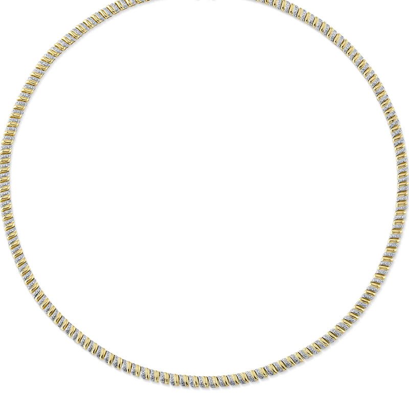 14K Yellow Gold 1.41ctw Diamond & Gold Station Collar Necklace - SC55025330RDZ17