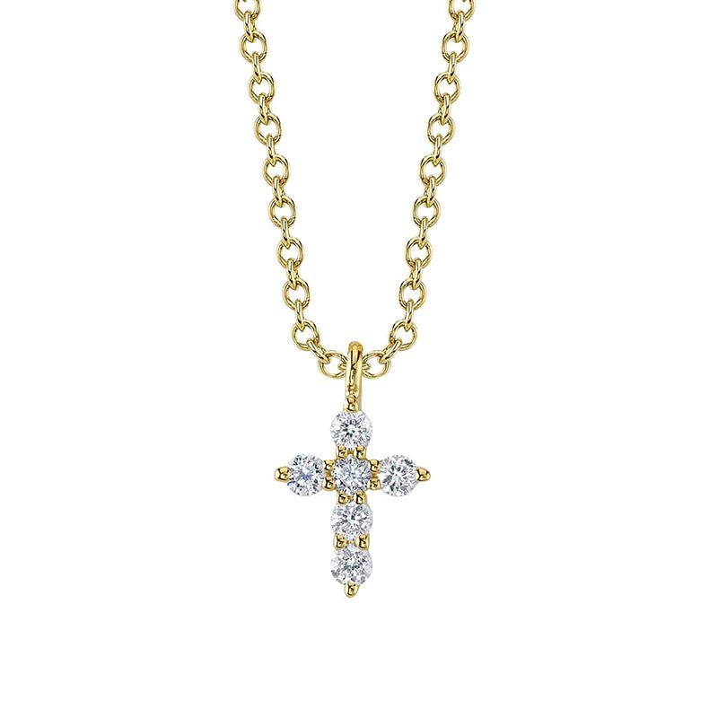 Shy Creation 14K White Gold 0.10ctw Diamond Mini Cross Necklace - SC55026658