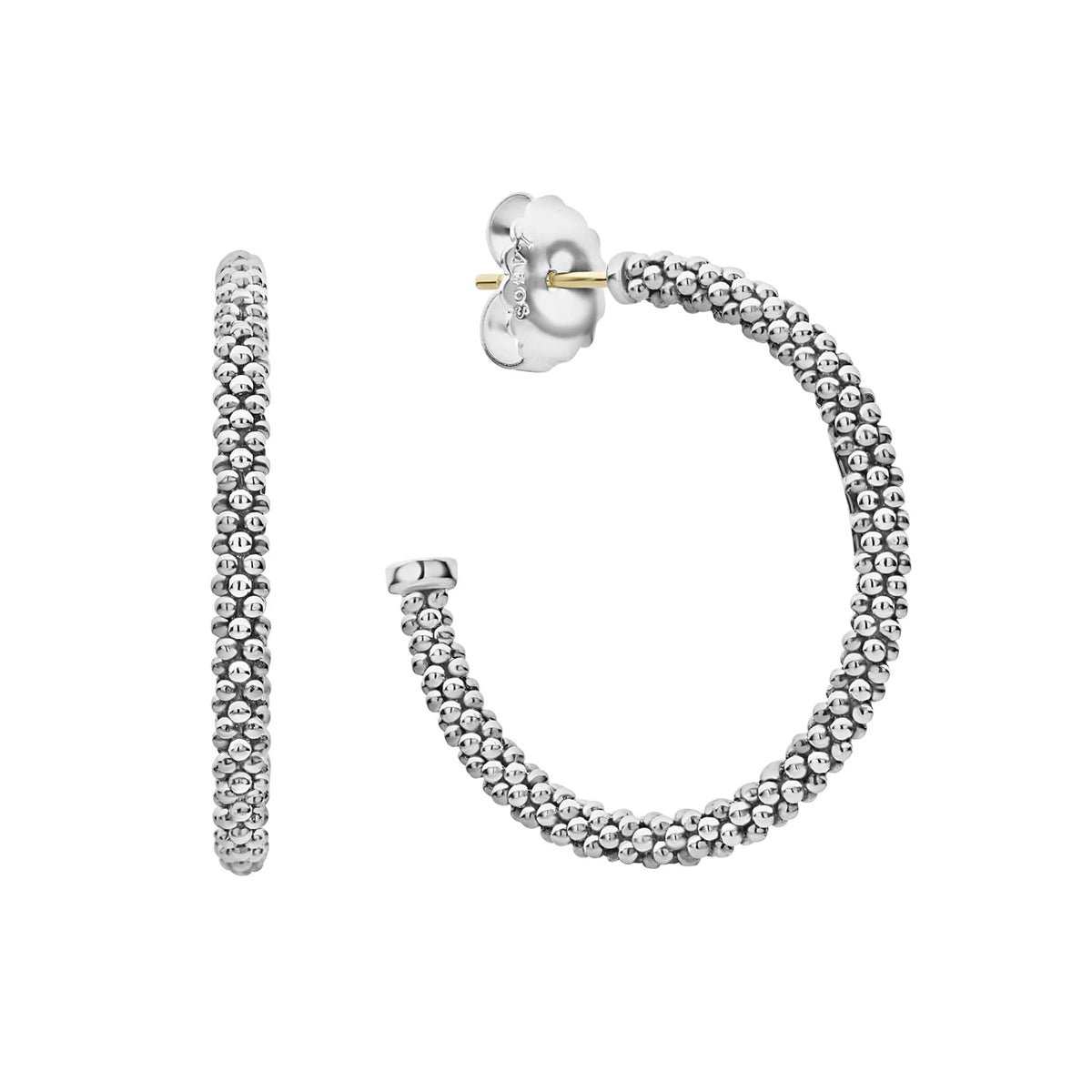 Lagos Signature Caviar 28mm Hoop Earrings- 01-80718-28