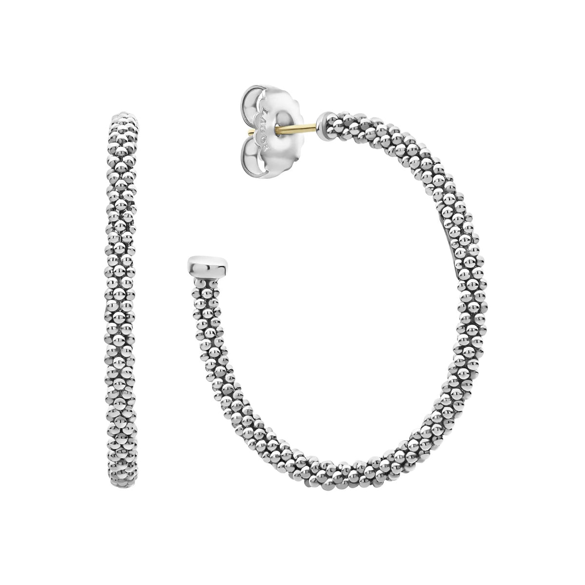 Lagos Signature Caviar 35mm Hoop Earrings- 01-80718-35