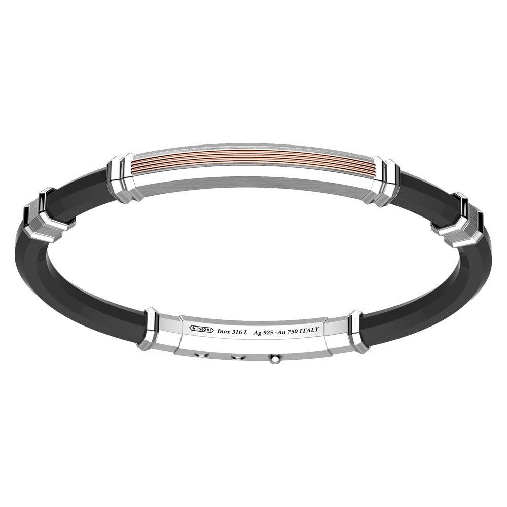 Silver Plaque with Rose-Gold Accents Bracelet