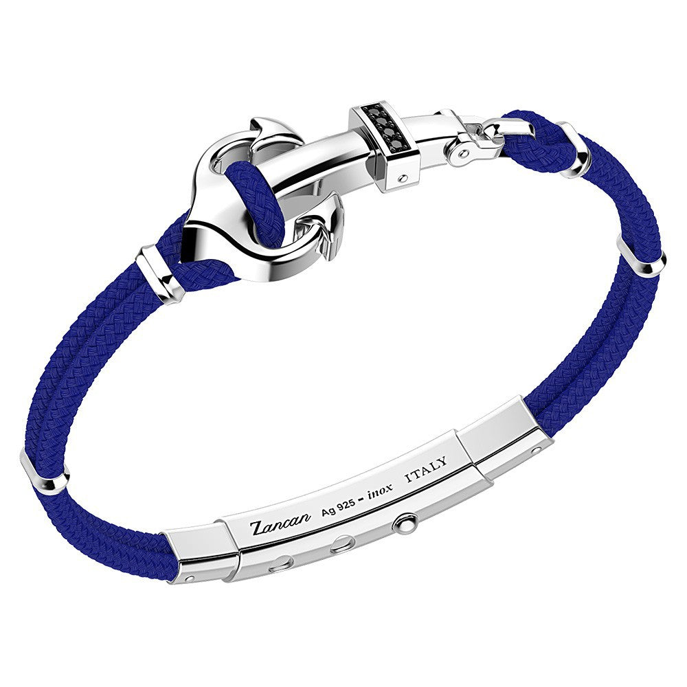 Silver Anchor with Black Spinels and Kevlar Bracelet