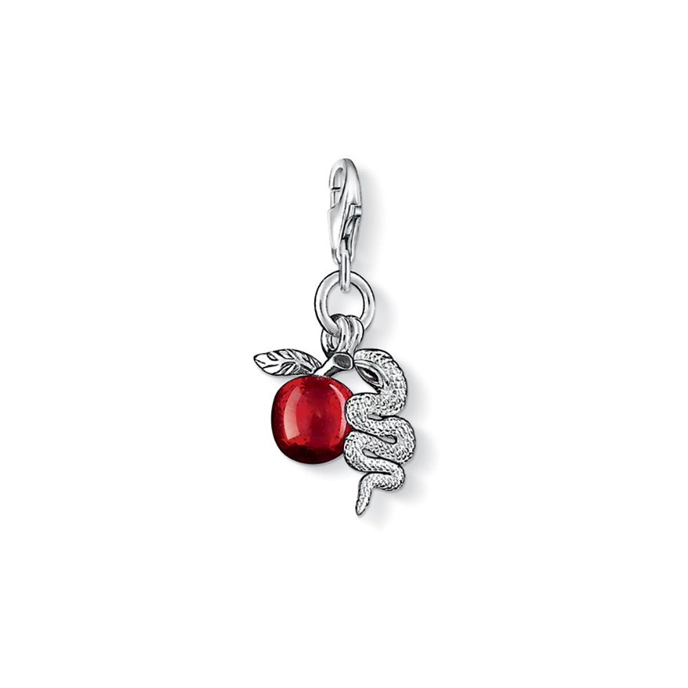 Snake and Apple Charm (Silver/Red)