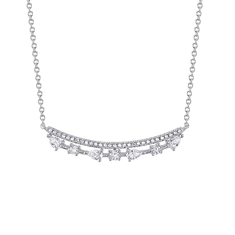 Shy Creation 14K Gold 0.40ctw Diamond Multi-Shape Bar Necklace - SC55026445