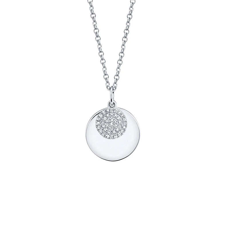 14k White Gold 0.09ctw Diamond Double Circle Necklace - SC55002940