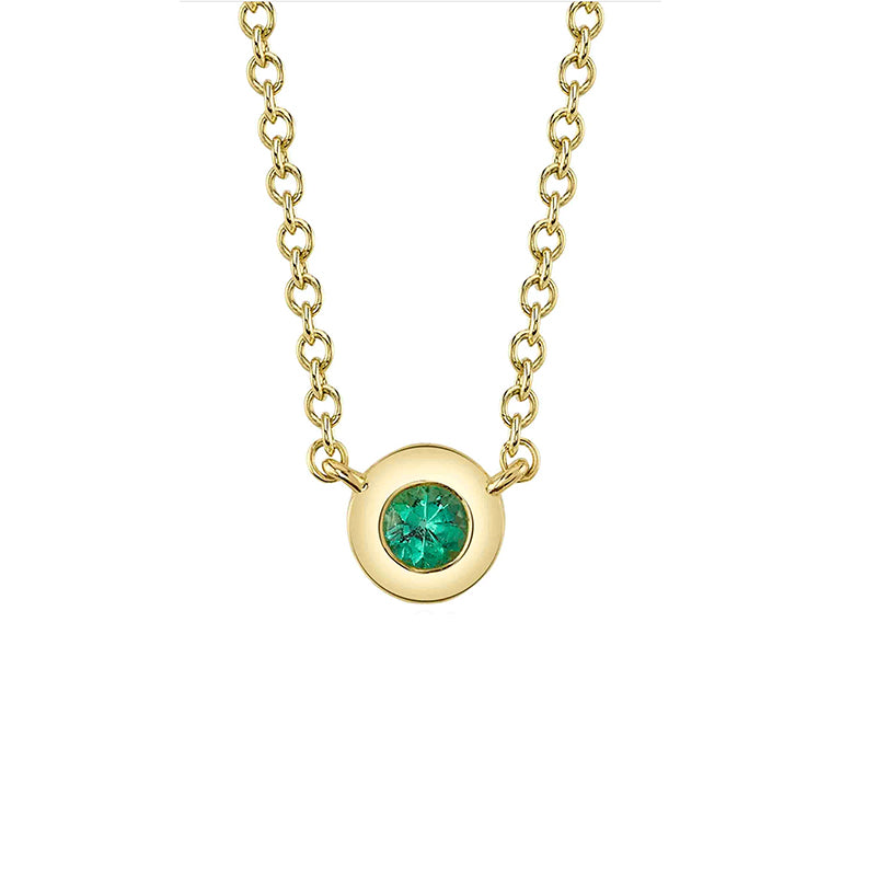 Shy Creation 14K Gold 0.07 Emerald Bezel Necklace - SC55026484