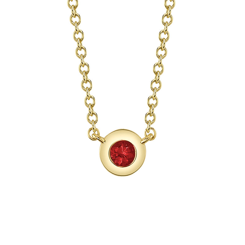 Shy Creation 14K Gold 0.07 Ruby Bezel Necklace - SC55026481