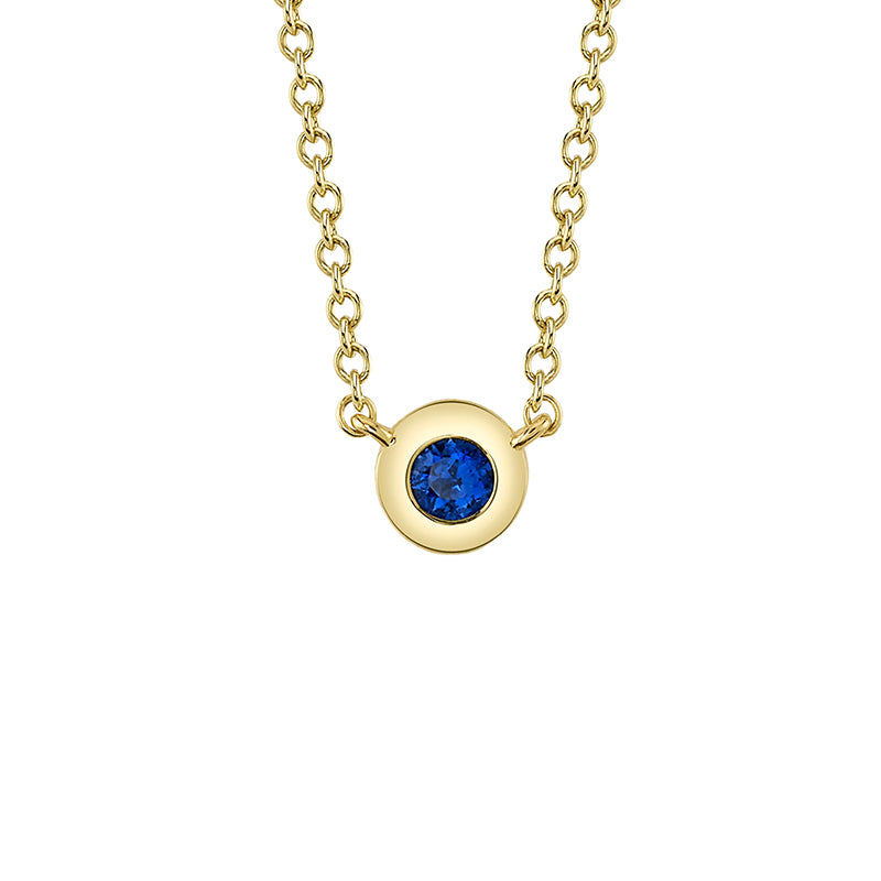 Shy Creation 14K Gold 0.07 Blue Sapphire Bezel Necklace - SC55026490