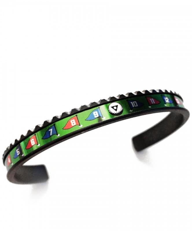Speedometer Official Golf Steel Bangle Bracelet (Black/Green)