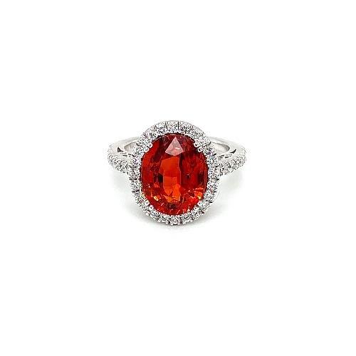 Spessartite Diamond Ring
