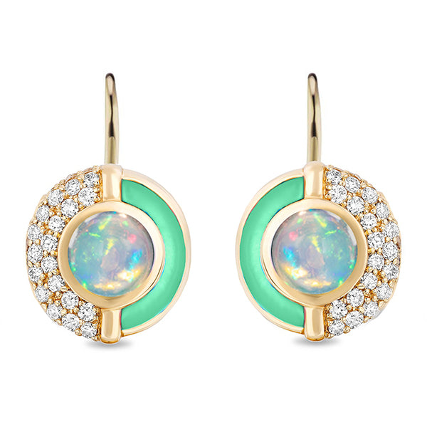 Mason & Books 14K Yellow Gold Ethiopian Opal and Mint Earrings - SSE014