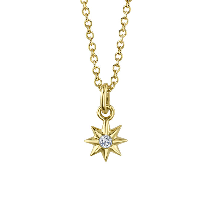 14K Yellow Gold Diamond Star Necklace - SC55025245