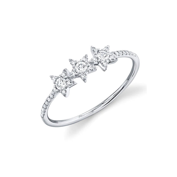 14k White Gold 0.20ctw Diamond Triple Star Ring - SC55004953