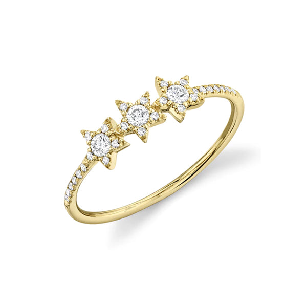 14k Yellow Gold 0.20ctw Diamond Triple Star Ring - SC55004954