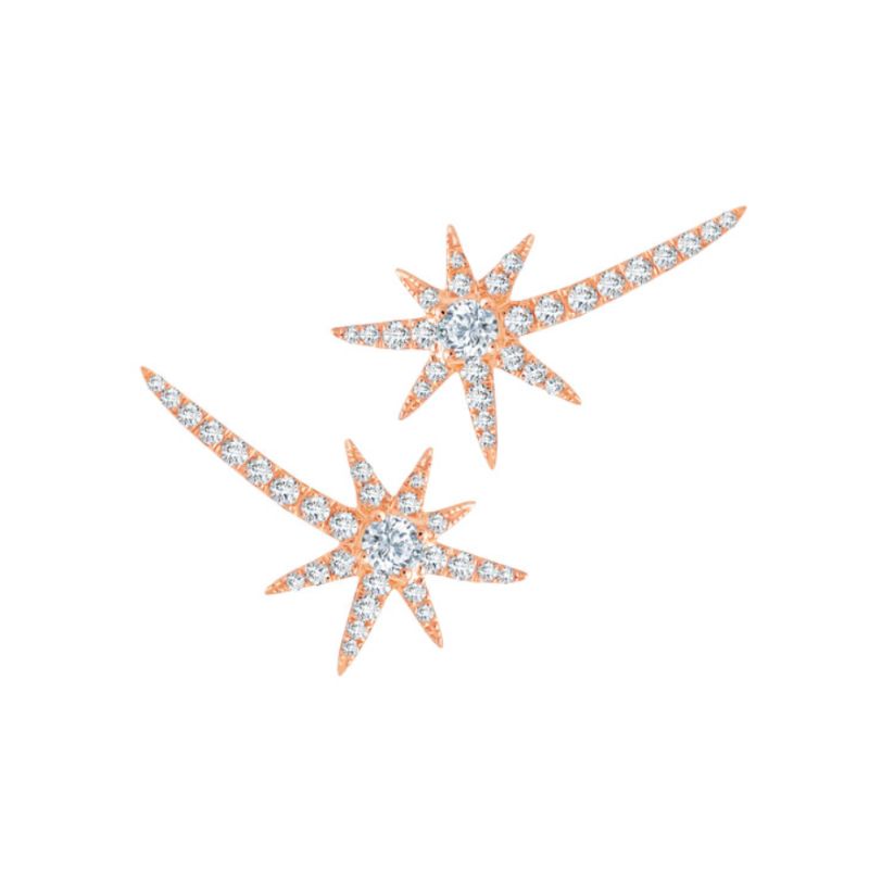 Graziela 18K Rose Gold 0.45ctw Diamond Shooting Starburst Earrings
