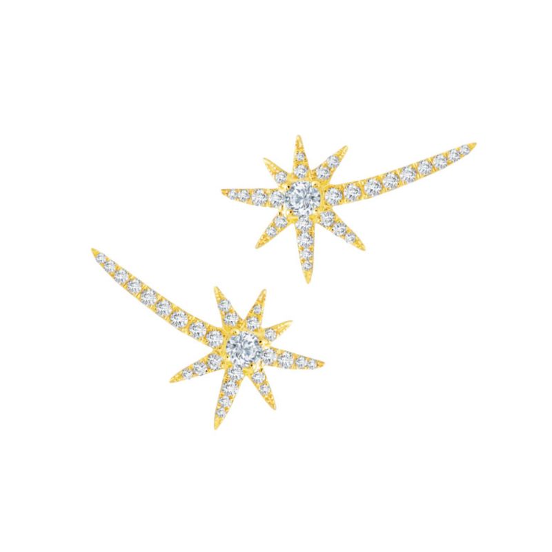 Graziela 18K Yellow Gold 0.45ctw Diamond Shooting Starburst Earrings - STE-1021020Y