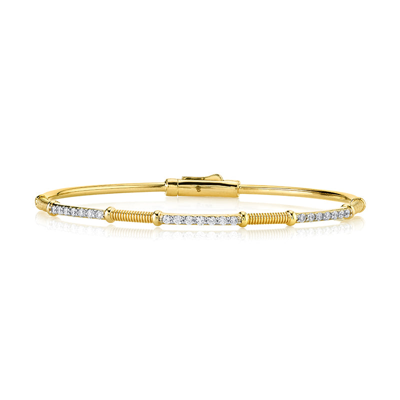 Sloane Street 18k Yellow Gold Diamond & Strie Station Bracelet- SS-B026E-WDCB-Y