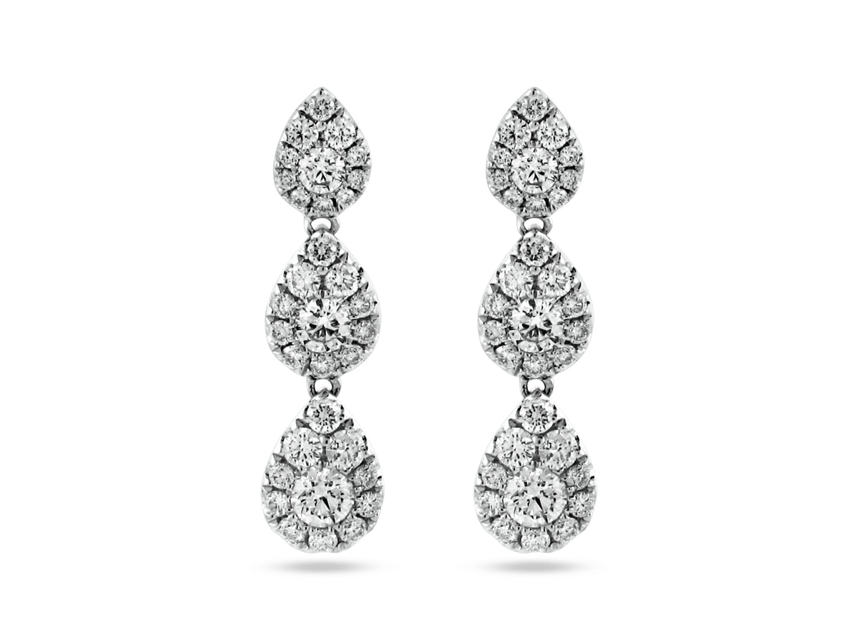 PRIVE'18K WHITE GOLD 1.45CT VS CLARITY AND G COLOR DIAMOND DANGLE EARRINGS