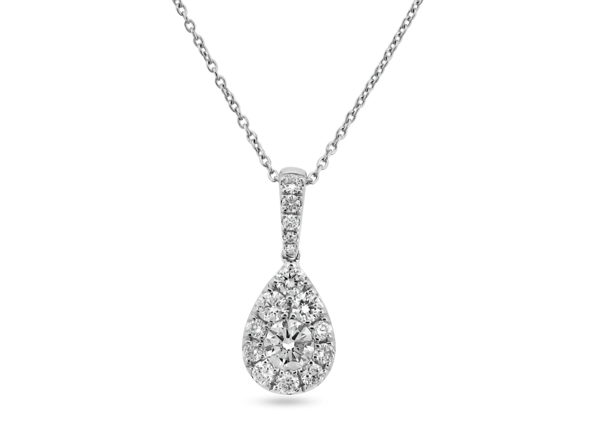 PRIVE'18K WHITE GOLD .58CT VS CLARITY AND G COLOR DIAMOND PENDANT - CABLE CHAIN INCLUDED.