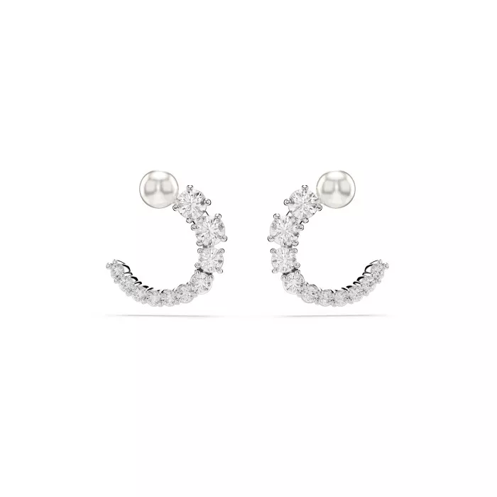 Swarovski® 'Matrix' Women's Base Metal Hoop Earrings - Silver 5692260