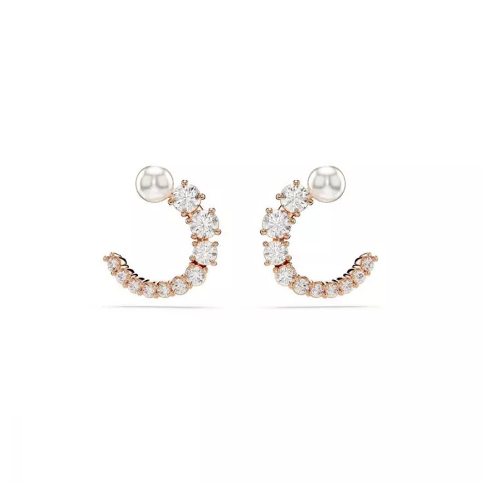 Swarovski® 'Matrix' Women's Gold Plated Metal Hoop Earrings - Rose 5692264