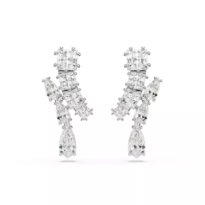 Swarovski® 'Matrix' Women's Base Metal Drop Earrings - Silver 5700418