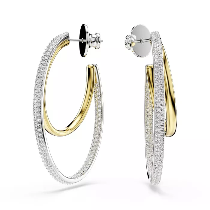 Swarovski® 'Hyperbola' Women's Base Metal Hoop Earrings - Silver/Gold 5702400