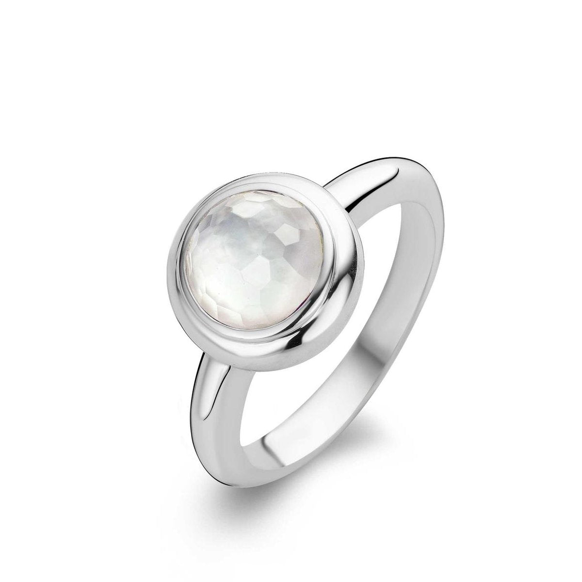 SMALL WHITE ROUND STONE RING