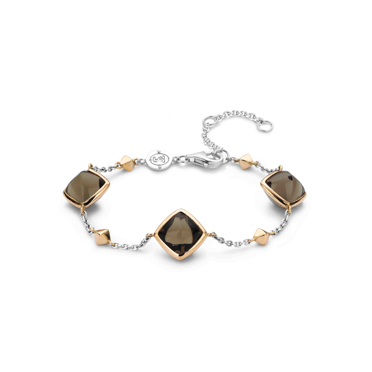 SILVER & BROWN STONES BRACELET