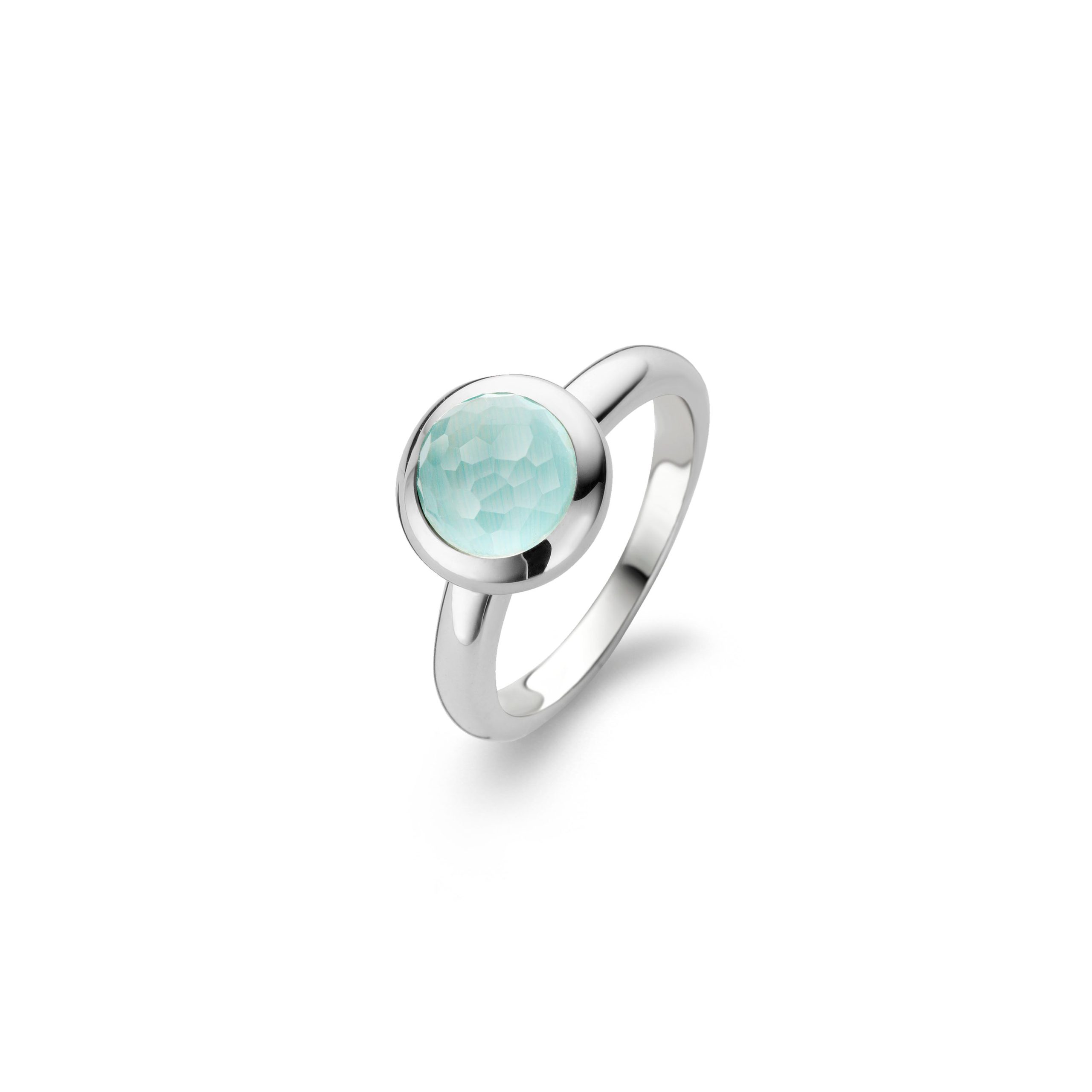 SMALL AQUA ROUND STONE RING