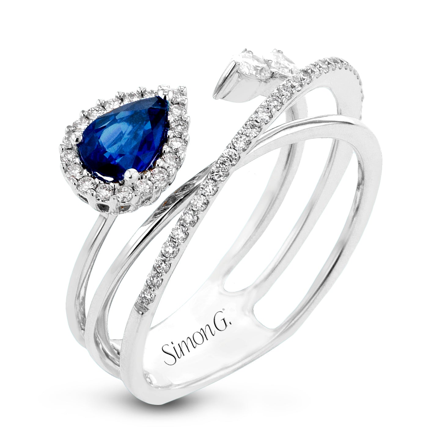 Tempra Sapphire and Diamond By-Pass Ring