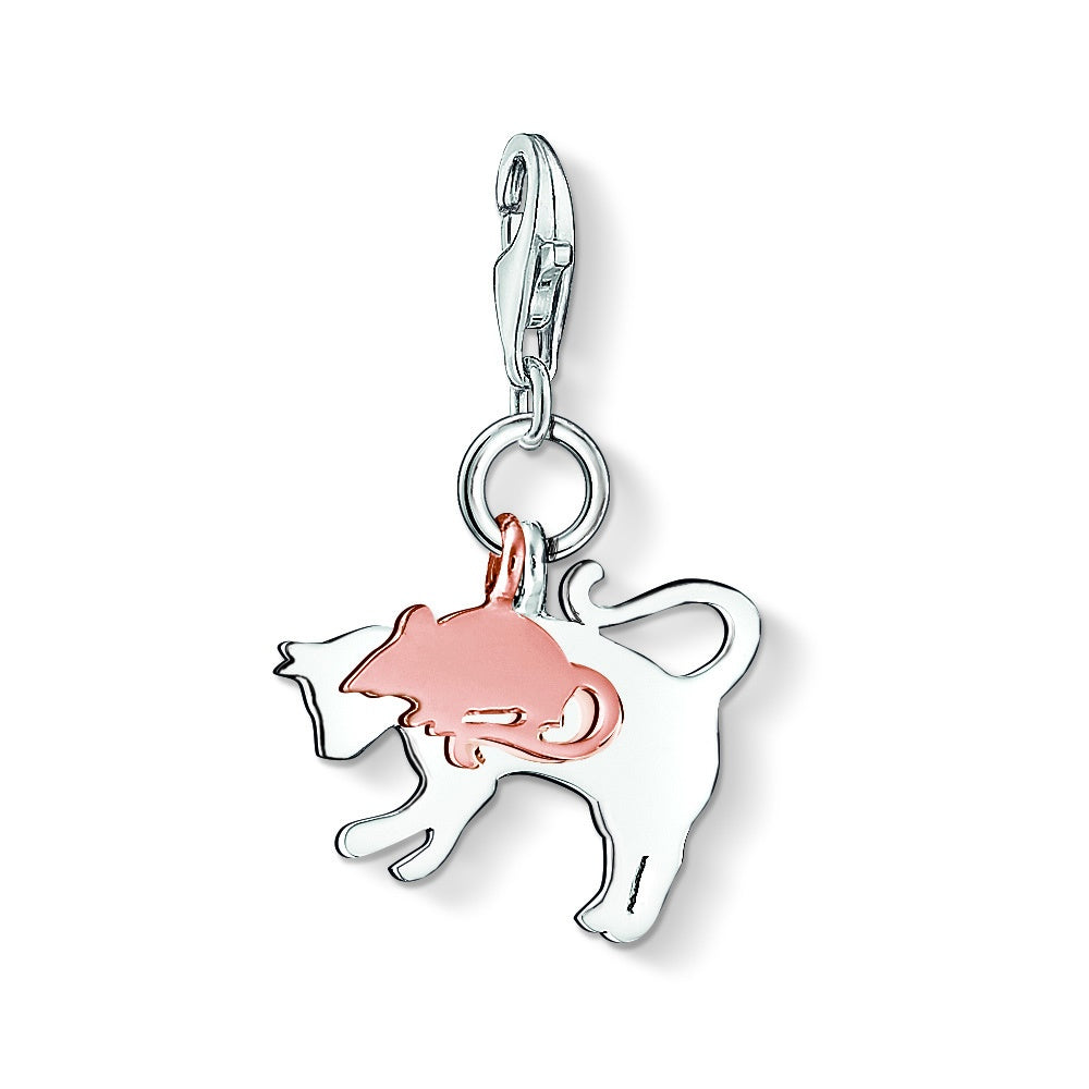 Cat and Mouse Charm (Silver/Rose-Gold)