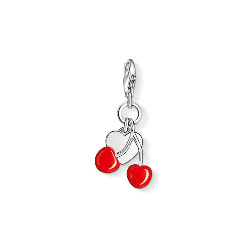 Heart and Cherries Charm (Silver/Red)