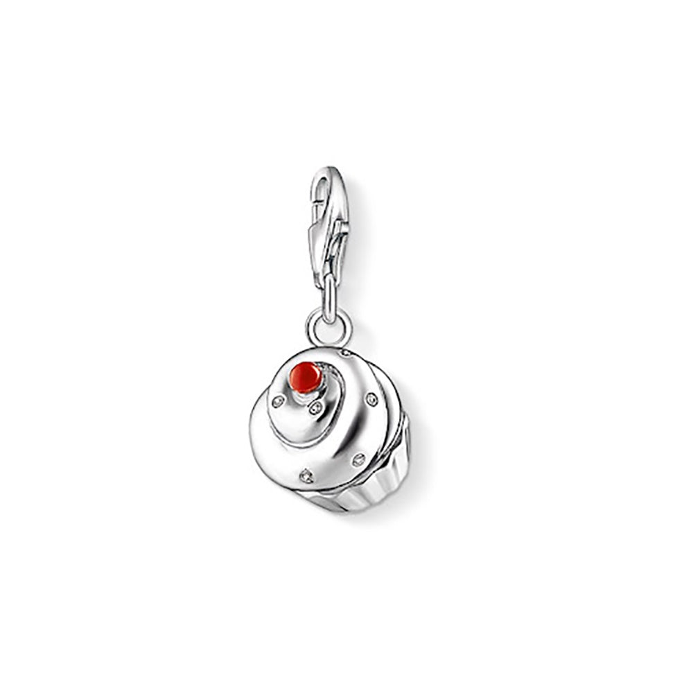 Cupcake Charm (Silver/Red)