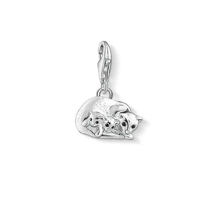 Cat and Kittens Charm (Silver)
