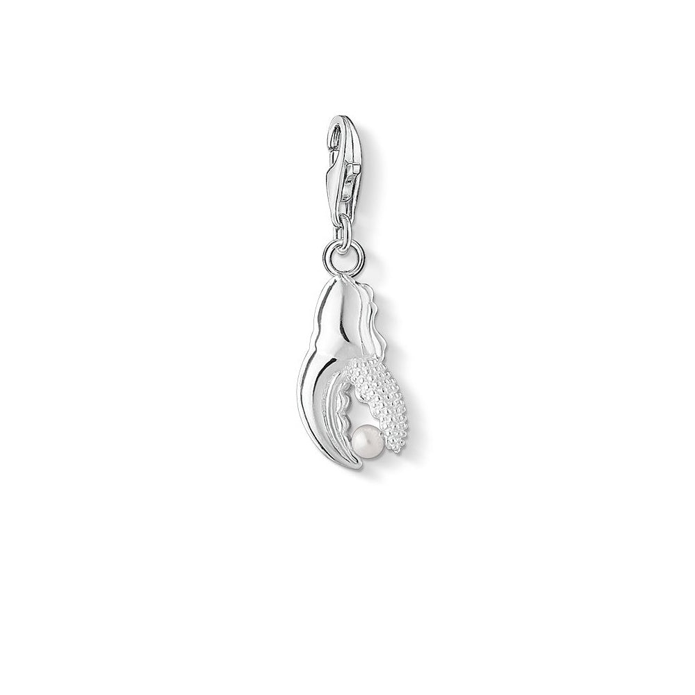 Lobster Claw with Pearl Charm (Silver)