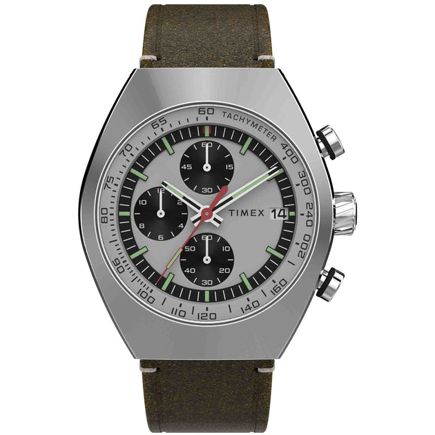 Timex Legacy Tonneau Chronograph 42mm Silver Brown