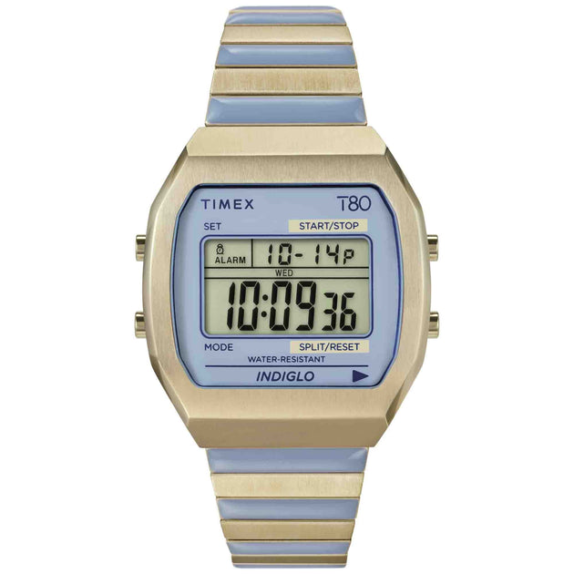 Timex T80 36mm Blue Gold SS