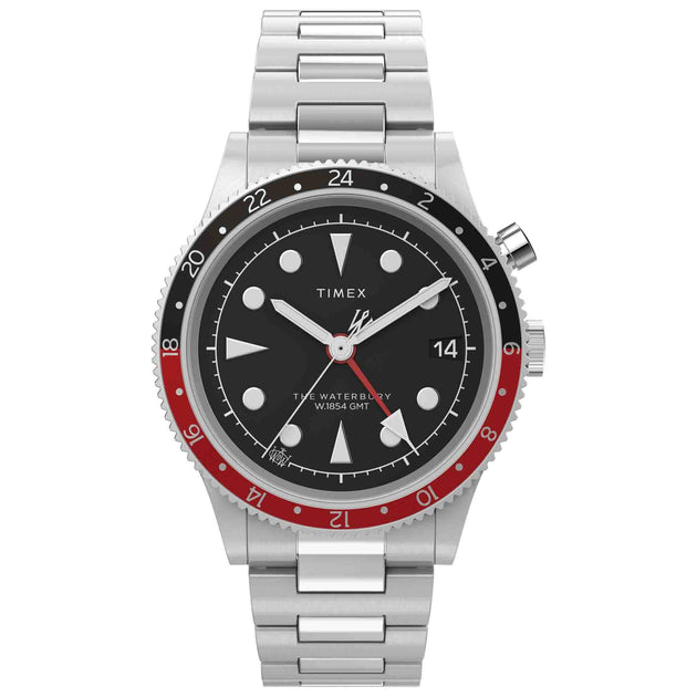 Timex Waterbury Traditional GMT 39mm Black Red SS