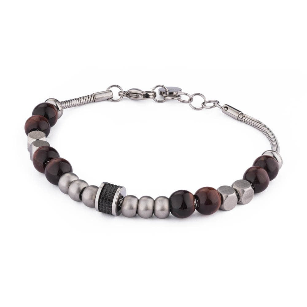 TJ Man Red Tiger's Eye Bracelet (Silver-Dark Red)