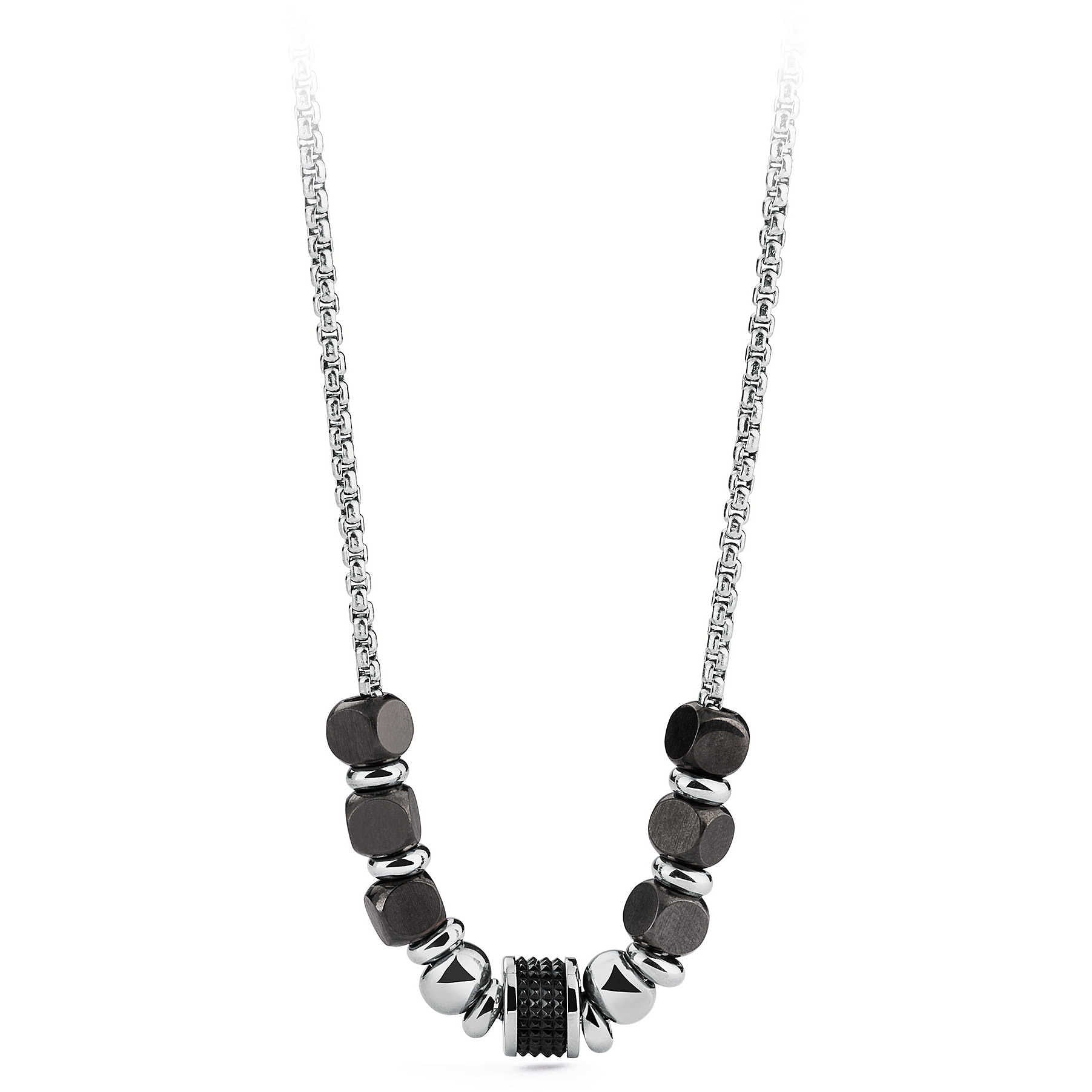 TJ Man Steel Pendant Necklace (Silver-Black)