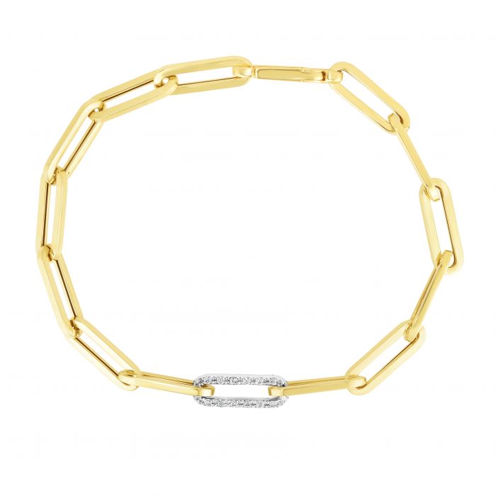 14K Gold Diamond Paperclip Bracelet