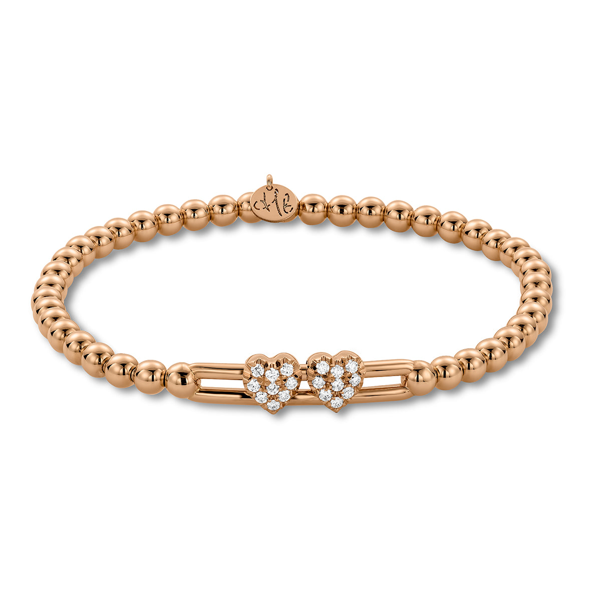 Hulchi Belluni Tresore 18k Rose Gold Diamond Heart Slider Bracelet- 20390-RW