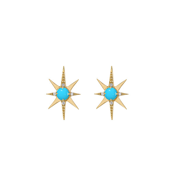 Eden Presley 14k Yellow Gold Turquoise Starburst Stud Earrings - 2220211E-TQ