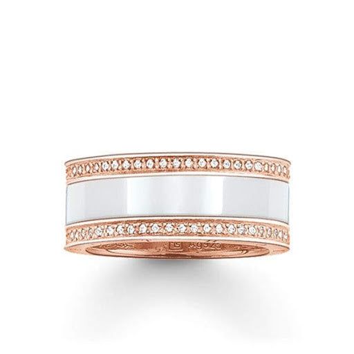 Cool Ceramic with CZ Crystals Ring (Rose-Gold/White)