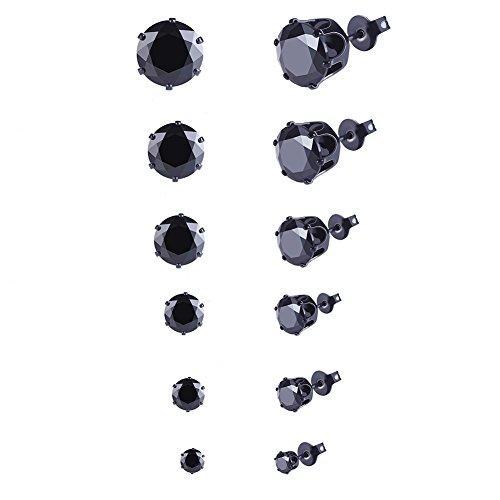 6 & 8 &9 Stainless Steel Pack Cubic Zirconia Studs Earrings Sets Unisex