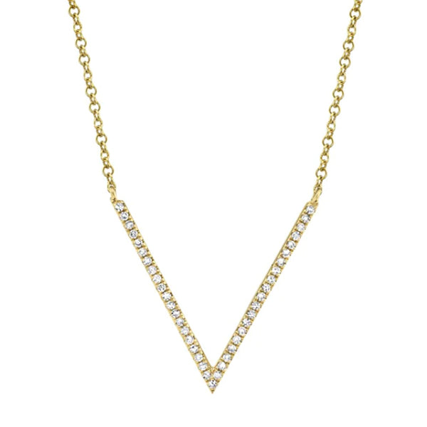 14k Yellow Gold 0.12ctw Diamond "V" Necklace- SC55001469